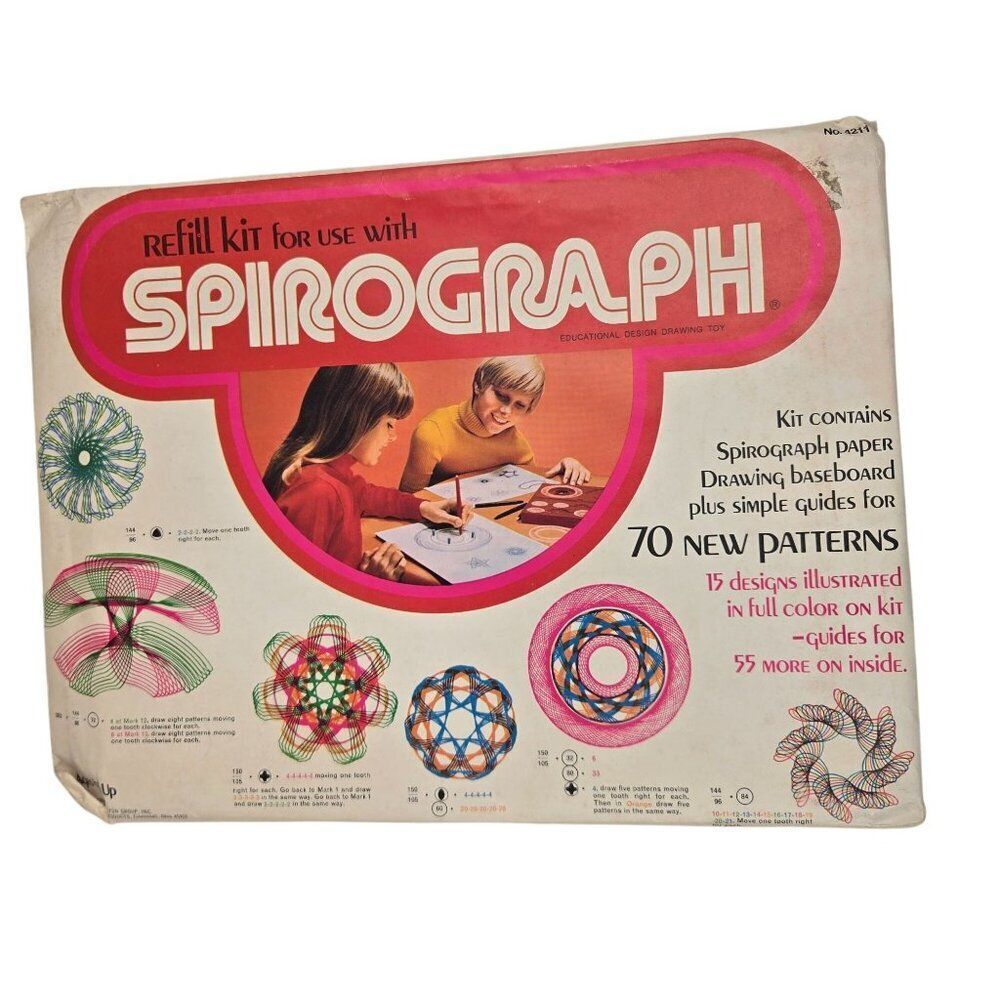 Vintage NEW Kenner Spirograph Refill Kit Drawing Baseboard & Guides 70 New Patte